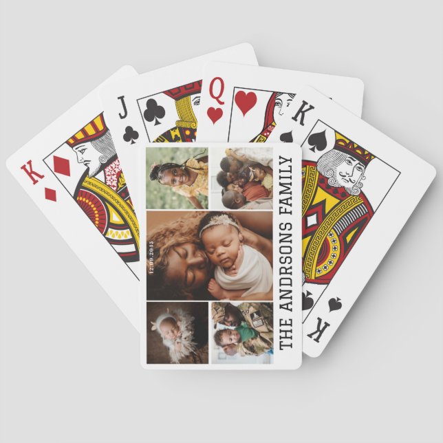 5 photo collage template family  playing cards (Back)