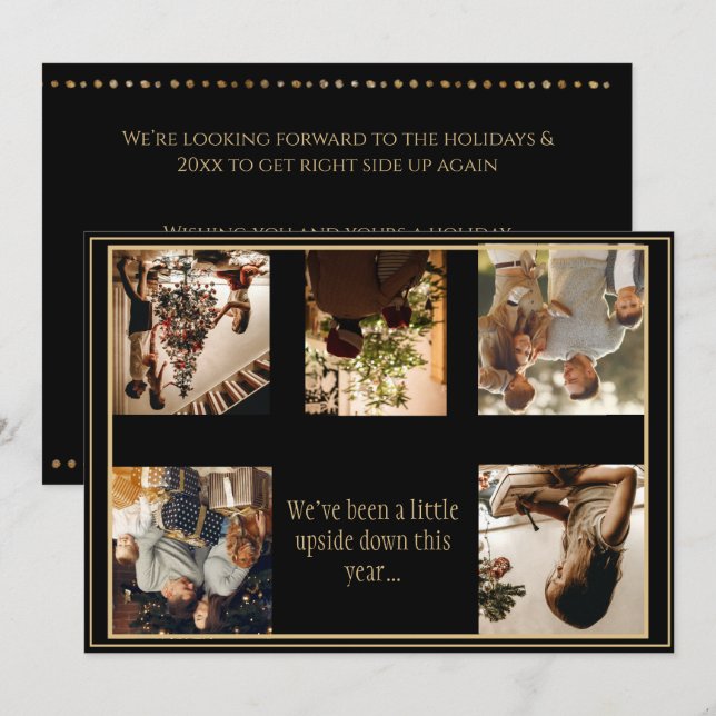 5 Photo Collage Upside Down Christmas Xmas Holiday Card (Front/Back)