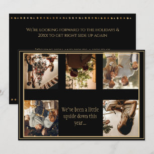 5 Photo Collage Upside Down Christmas Xmas Holiday Card