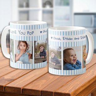 5 Photo Collage We Love You Pop Sage Light Blue Coffee Mug