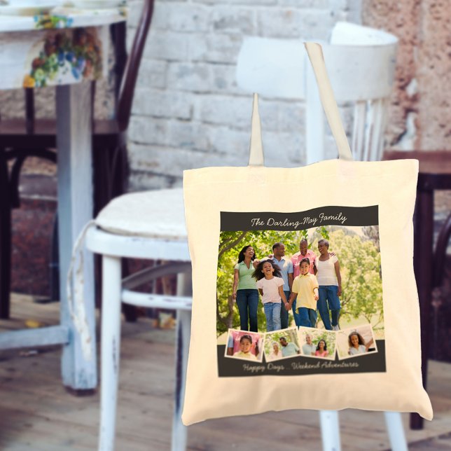 5 Photo Collage with ZigZag Photo Strip and Text Tote Bag (Creator Uploaded)