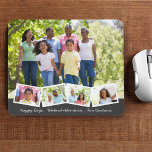 5 Photo Collage Zigzag Photo Strip and Custom Text Mouse Mat<br><div class="desc">When you need a reminder on your desk of all the good times - this custom photo mouse pad is a great place to look. The template is set up ready for you to add 5 photos and your motivating custom text. The main photo will be used as the background...</div>