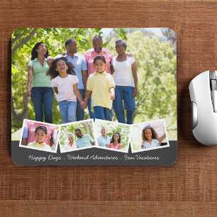 5 Photo Collage Zigzag Photo Strip and Custom Text Mouse Mat