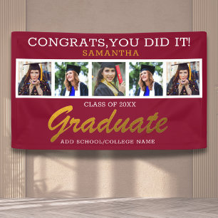 5 Photo Congrats Graduate 2026 Graduation Burgundy Banner
