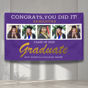 5 Photo Congrats Graduate 2026 Graduation Purple Banner