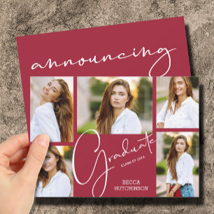 5 Photo Crimson Graduation Announcements