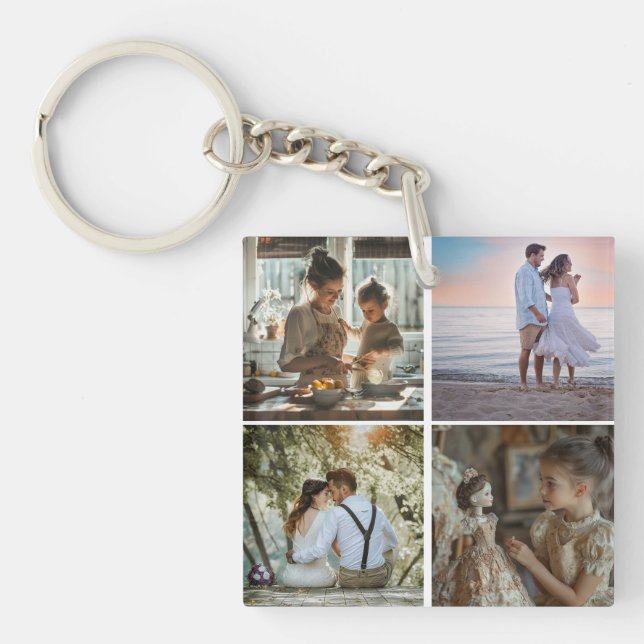 5 Photo Custom Collage Personalised  Key Ring (Front)