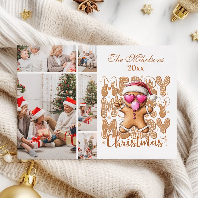  5 Photo Cute Gingerbread  Christmas  Holiday Card (Creator Uploaded)