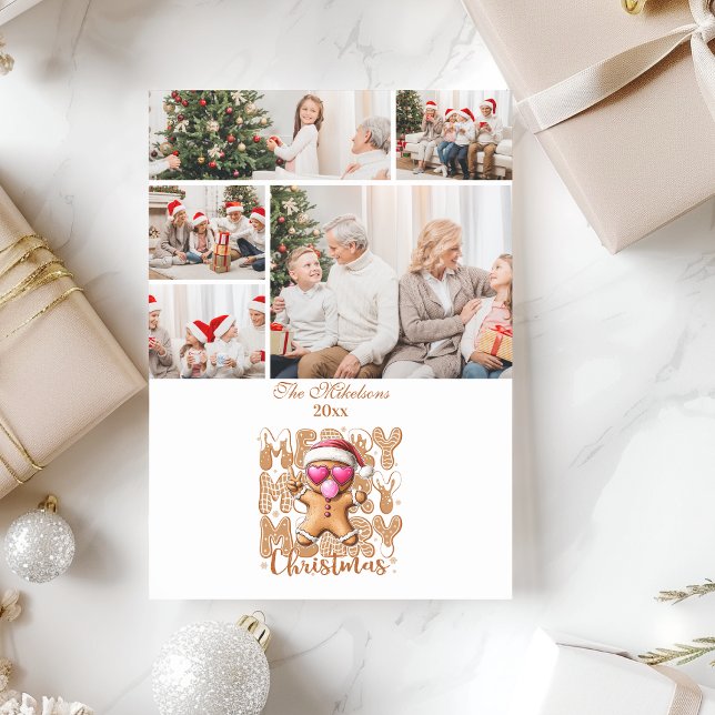 5 Photo Cute Gingerbread  Merry Christmas  Holiday Card (Creator Uploaded)