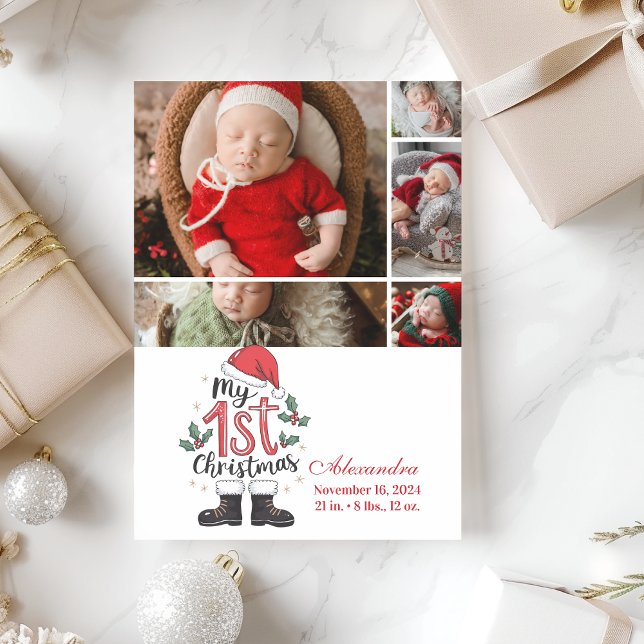5 Photo Cute Santa Baby 1st Christmas Holiday Card (Creator Uploaded)