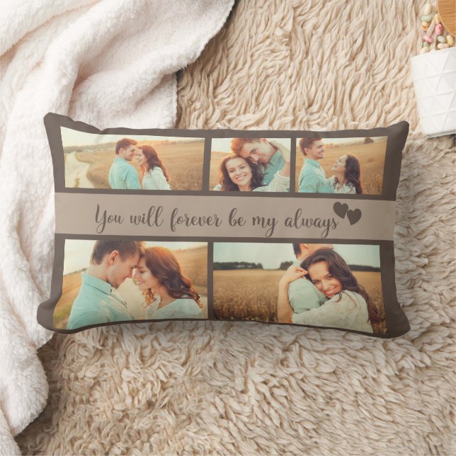 5 Photo Engagement Wedding Love Quote Lumbar Cushion (Blanket)