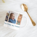 5 Photo Father's Day 2023 Blue Love You Daddy Coffee Mug<br><div class="desc">Cute father's day mug personalised with 5 photos , love you daddy typography and kids names.</div>