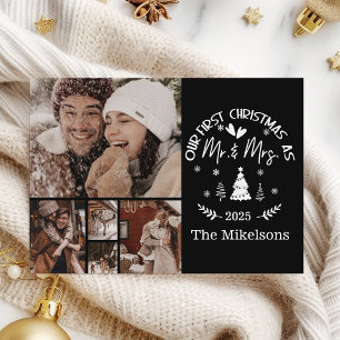 5 Photo First Christmas as Mr. & Mrs Holiday Card