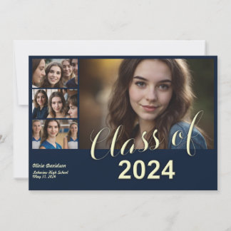 5 Photo Graduation Collage Flat Announcement Card