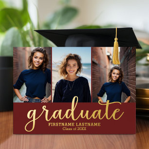 5 Photo Graduation Party Modern Script Gold