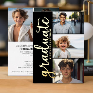5 Photo Graduation Party Modern Script Gold Foil I