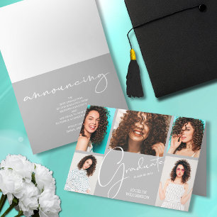 5 Photo Grey Graduation Announcement
