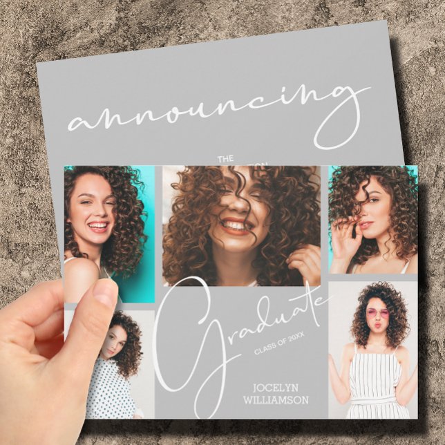 5 Photo Grey Graduation Invitation (Creator Uploaded)