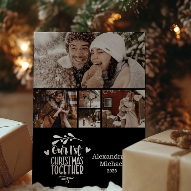 5 Photo Minimalist First Christmas Together Holiday Card (Creator Uploaded)