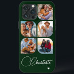 5 Photo Modern Trendy Simple Personalised Name iPhone 13 Pro Max Case<br><div class="desc">5 Photo Modern Trendy Simple Heart Personalised Name iPhone Phone Cases features five of your favourite photos with your personalised name in elegant white calligraphy script accented with a love heart. Personalise by editing the text in the text box provided. Perfect for birthday, Christmas, Mother's Day, baby showers, bridal showers,...</div>