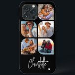 5 Photo Modern Trendy Simple Personalised Name iPhone 13 Pro Max Case<br><div class="desc">5 Photo Modern Trendy Simple Heart Personalised Name iPhone Phone Cases features five of your favourite photos with your personalised name in elegant white calligraphy script accented with a love heart. Personalise by editing the text in the text box provided. Perfect for birthday, Christmas, Mother's Day, baby showers, bridal showers,...</div>