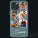 5 Photo Modern Trendy Simple Personalised Name iPhone 13 Pro Max Case<br><div class="desc">5 Photo Modern Trendy Simple Heart Personalised Name iPhone Phone Cases features five of your favourite photos with your personalised name in elegant white calligraphy script accented with a love heart. Personalise by editing the text in the text box provided. Perfect for birthday, Christmas, Mother's Day, baby showers, bridal showers,...</div>