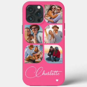 5 Photo Modern Trendy Simple Personalised Name iPhone 13 Pro Max Case