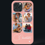 5 Photo Modern Trendy Simple Personalised Name iPhone 13 Pro Max Case<br><div class="desc">5 Photo Modern Trendy Simple Heart Personalised Name iPhone Phone Cases features five of your favourite photos with your personalised name in elegant white calligraphy script accented with a love heart. Personalise by editing the text in the text box provided. Perfect for birthday, Christmas, Mother's Day, baby showers, bridal showers,...</div>