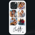 5 Photo Modern Trendy Simple Personalised Name iPhone 13 Pro Max Case<br><div class="desc">5 Photo Modern Trendy Simple Heart Personalised Name iPhone Phone Cases features five of your favourite photos with your personalised name in elegant black calligraphy script accented with a love heart. Personalise by editing the text in the text box provided. Perfect for birthday, Christmas, Mother's Day, baby showers, bridal showers,...</div>
