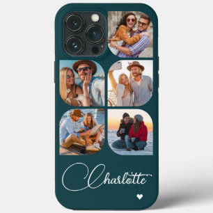 5 Photo Modern Trendy Simple Personalised Name iPhone 13 Pro Max Case