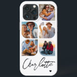 5 Photo Modern Trendy Simple Personalised Name iPhone 13 Pro Max Case<br><div class="desc">5 Photo Modern Trendy Simple Heart Personalised Name iPhone Phone Cases features five of your favourite photos with your personalised name in elegant white calligraphy script accented with a love heart. Personalise by editing the text in the text box provided. Perfect for birthday, Christmas, Mother's Day, baby showers, bridal showers,...</div>