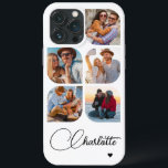 5 Photo Modern Trendy Simple Personalised Name iPhone 13 Pro Max Case<br><div class="desc">5 Photo Modern Trendy Simple Heart Personalised Name iPhone Phone Cases features five of your favourite photos with your personalised name in elegant black calligraphy script accented with a love heart. Personalise by editing the text in the text box provided. Perfect for birthday, Christmas, Mother's Day, baby showers, bridal showers,...</div>