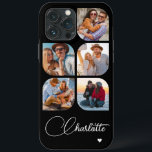 5 Photo Modern Trendy Simple Personalised Name iPhone 13 Pro Max Case<br><div class="desc">5 Photo Modern Trendy Simple Heart Personalised Name iPhone Phone Cases features five of your favourite photos with your personalised name in elegant white calligraphy script accented with a love heart. Personalise by editing the text in the text box provided. Perfect for birthday, Christmas, Mother's Day, baby showers, bridal showers,...</div>