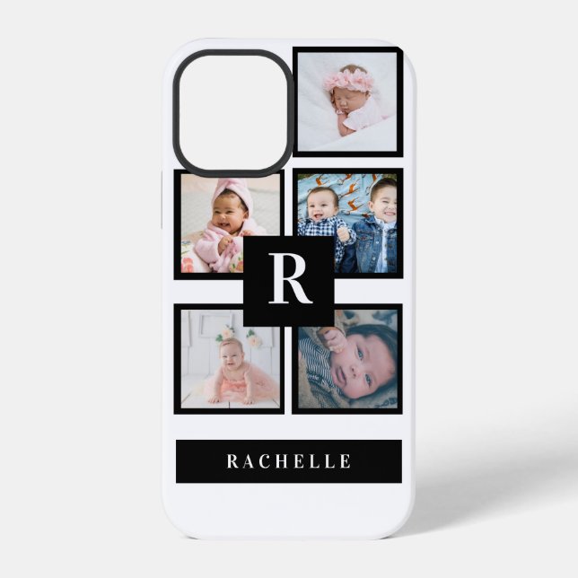 5 Photo & Monogram & Name iPhone Case (Back)