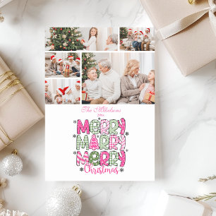 5 Photo Pink Green Merry Christmas Holiday