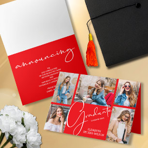 5 Photo Red Graduation Announcement