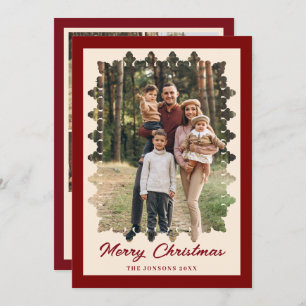 5 Photo Retro Christmas Elegant Vintage Lace Frame Holiday Card