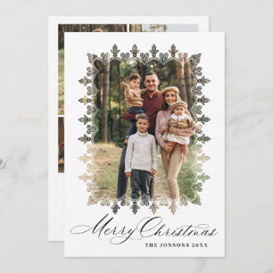 5 Photo Retro Christmas Elegant Vintage Lace Frame Holiday Card