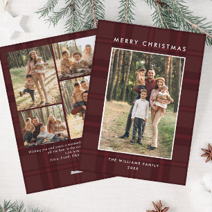 5 Photo Retro Christmas Plaid Greeting Holiday Card