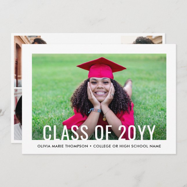 5 Photo Simple Modern Bold Class Year Graduation Announcement (Front/Back)