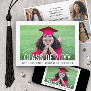 5 Photo Simple Modern Bold Class Year Graduation Announcement