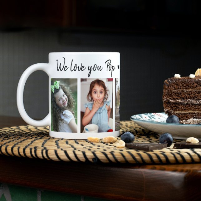  5 Photo We Love You Pop Happy Father's Day 2025 Coffee Mug (5 Photo Collage We Love You Pop  Coffee Mug)