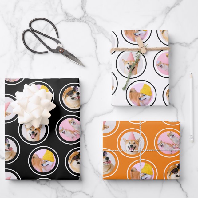 5 Photograph random scattered pattern personalised Wrapping Paper Sheet (Front)