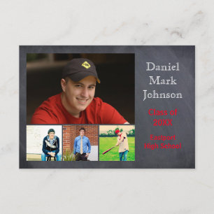 5 Photos Collage - 3x5 Graduation Announcement