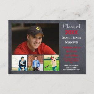 5 Photos Collage - 3x5 Graduation Announcement