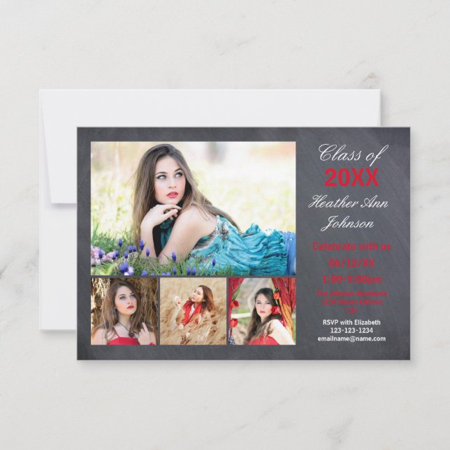 5 Photos Collage - 3x5 Graduation Announcement (Front)