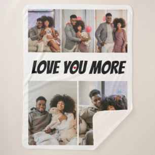 5 Photos Collage Love You More Sherpa Blanket