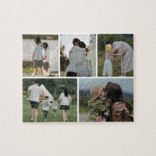 5 Photos Collage Personalised Family Jigsaw Puzzle