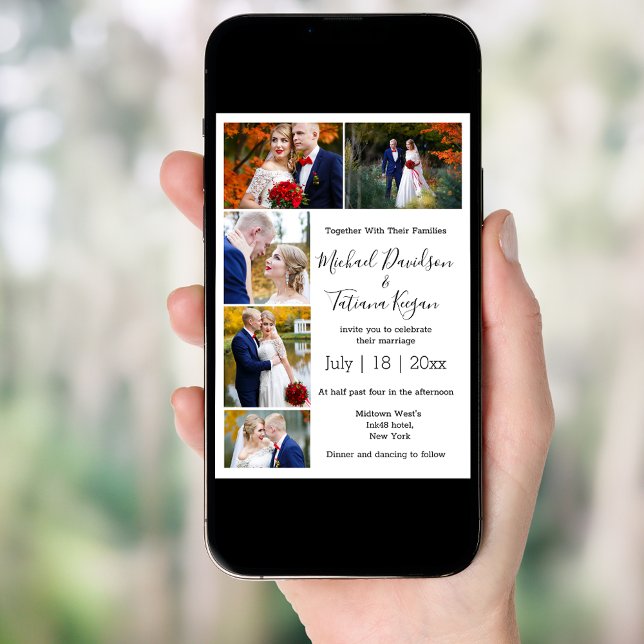 5 photos collage printed and digital wedding invitation (Creator Uploaded)