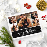 5 Photos Collage Stylish Merry Christmas Black Postcard<br><div class="desc">5 Photos Collage Stylish Merry Christmas Black Postcard</div>